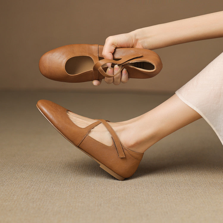 Zeor genuine leather flats for women