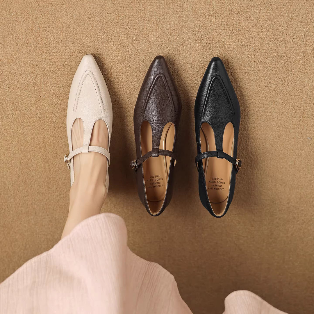 Tirea genuine leather heels for women