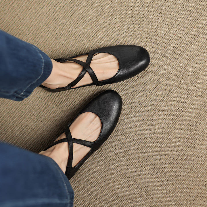 Zeor genuine leather flats for women
