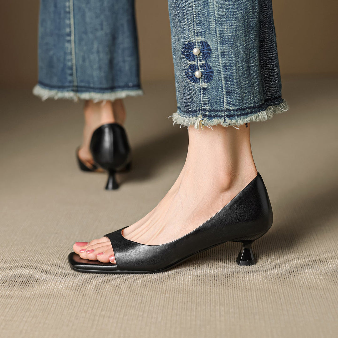 Celin peep toe genuine leather heels for women