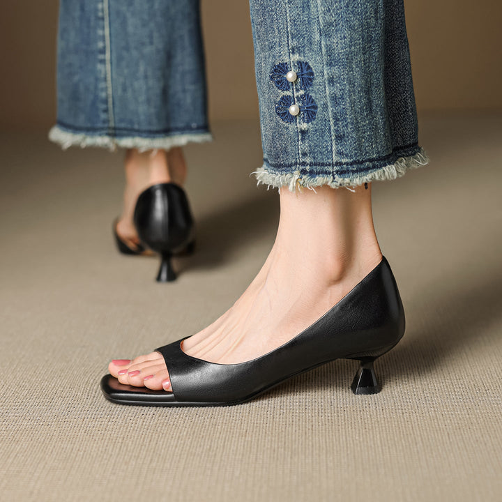 Celin peep toe genuine leather heels for women