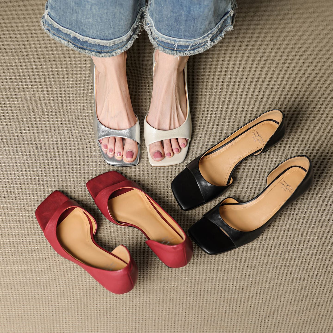 Celin peep toe genuine leather heels for women