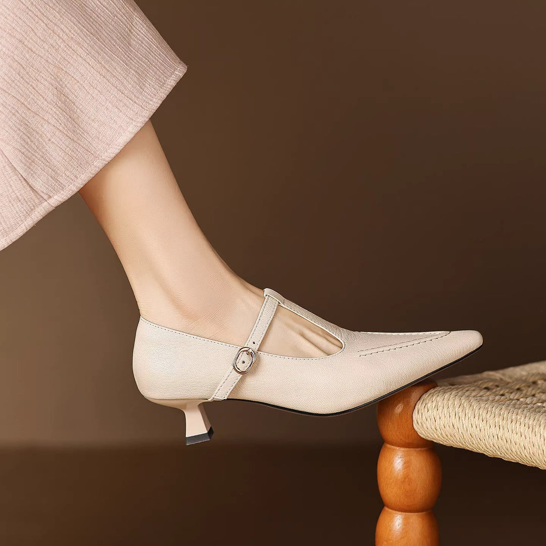 Tirea genuine leather heels for women