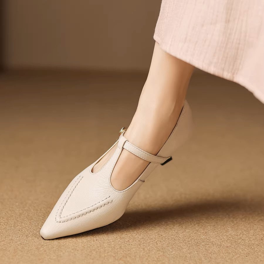 Tirea genuine leather heels for women