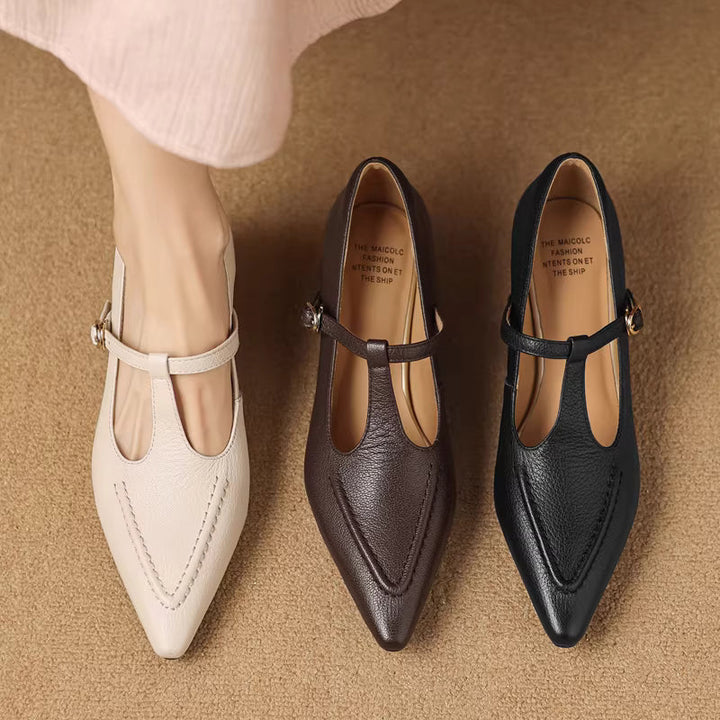 Tirea genuine leather heels for women