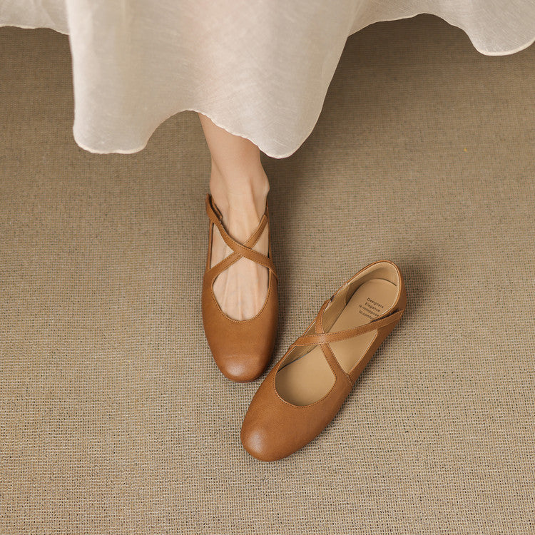 Zeor genuine leather flats for women