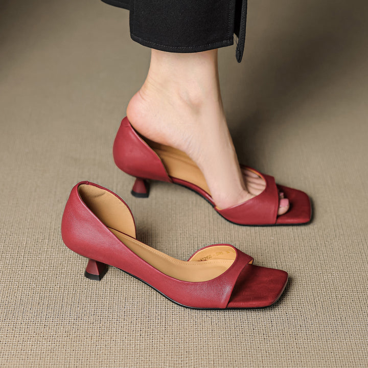 Celin peep toe genuine leather heels for women
