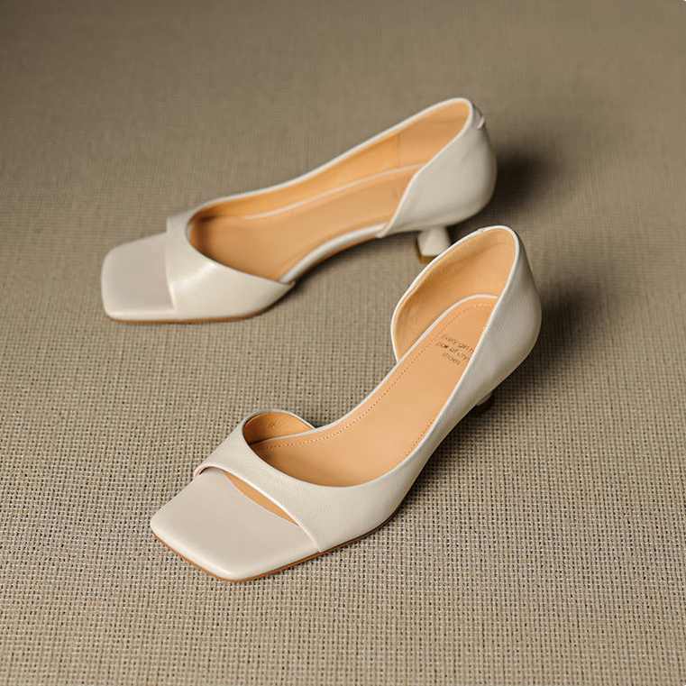 Celin peep toe genuine leather heels for women
