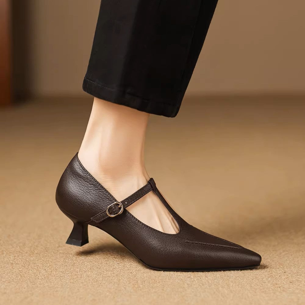 Tirea genuine leather heels for women