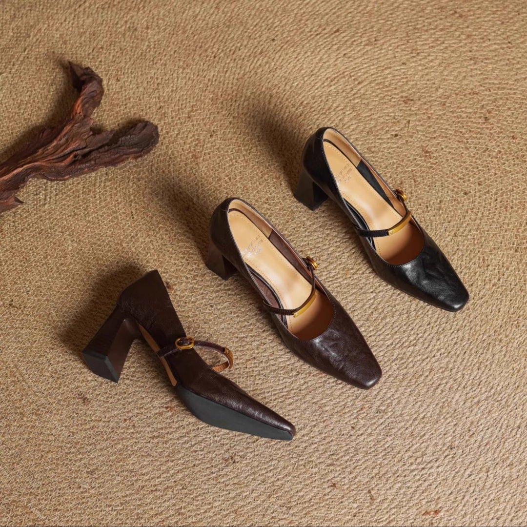 Maela genuine leather heels for women