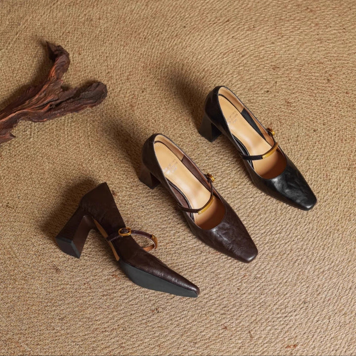 Maela genuine leather heels for women