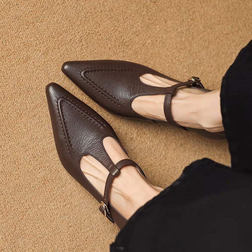 Tirea genuine leather heels for women