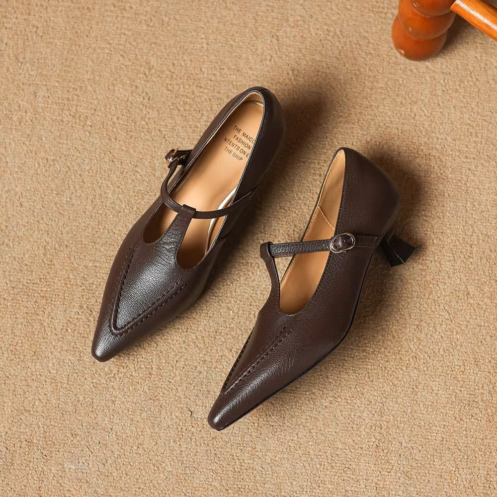 Tirea genuine leather heels for women