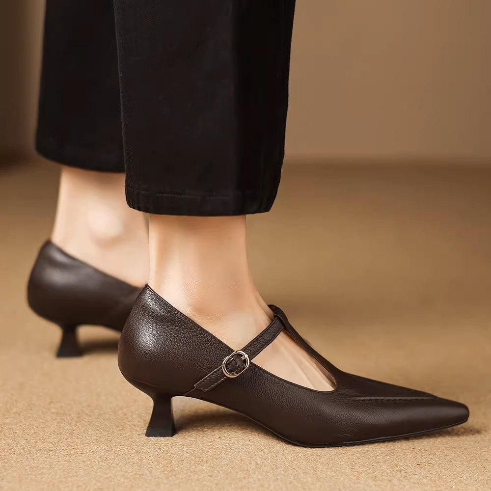 Tirea genuine leather heels for women