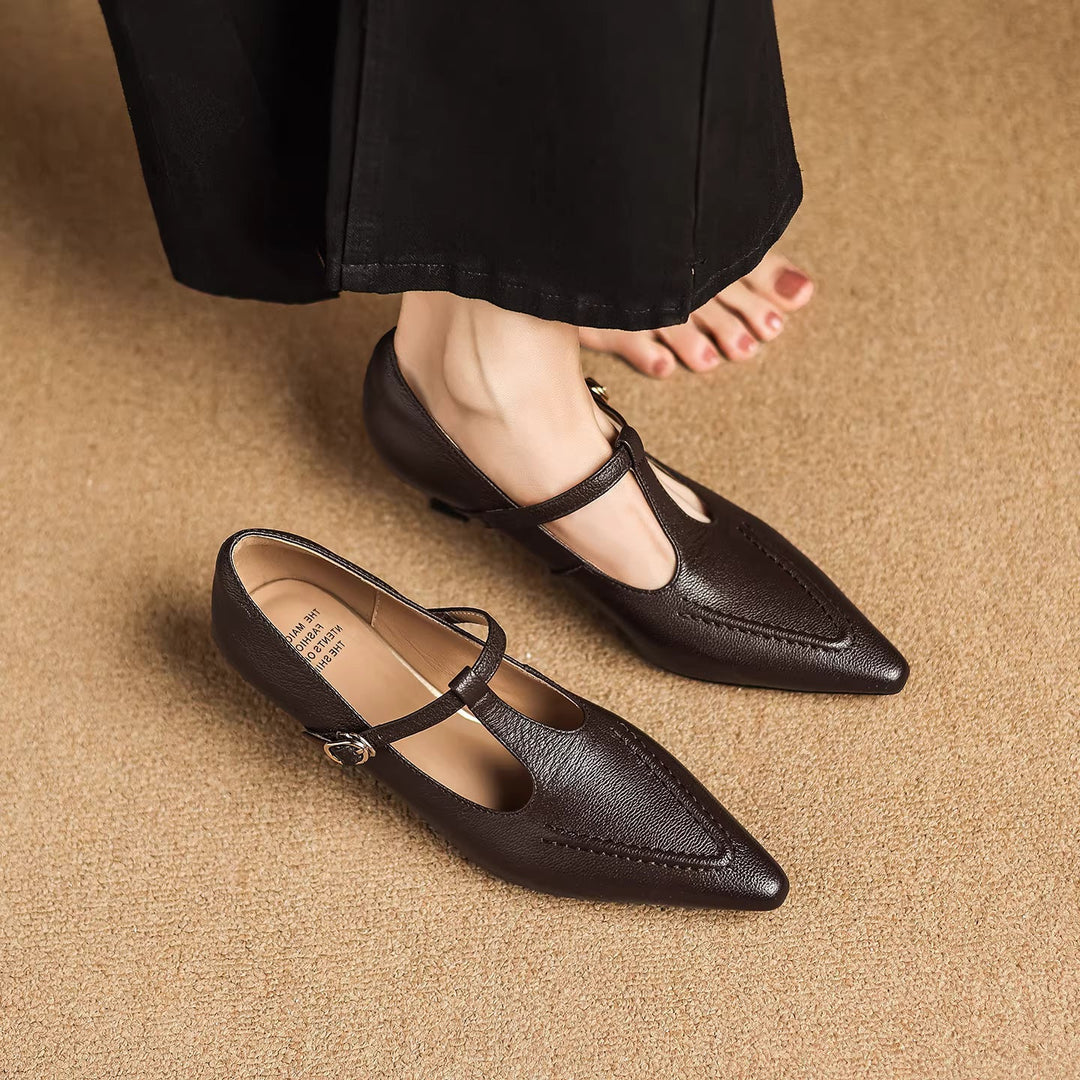 Tirea genuine leather heels for women