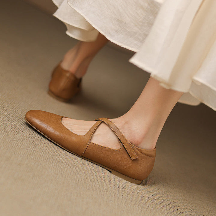 Zeor genuine leather flats for women