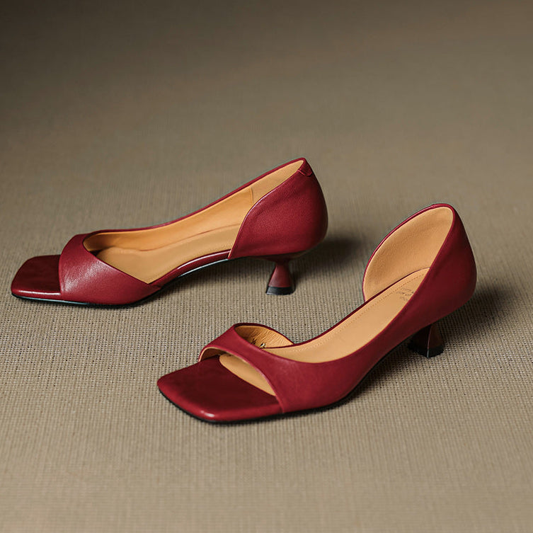 Celin peep toe genuine leather heels for women