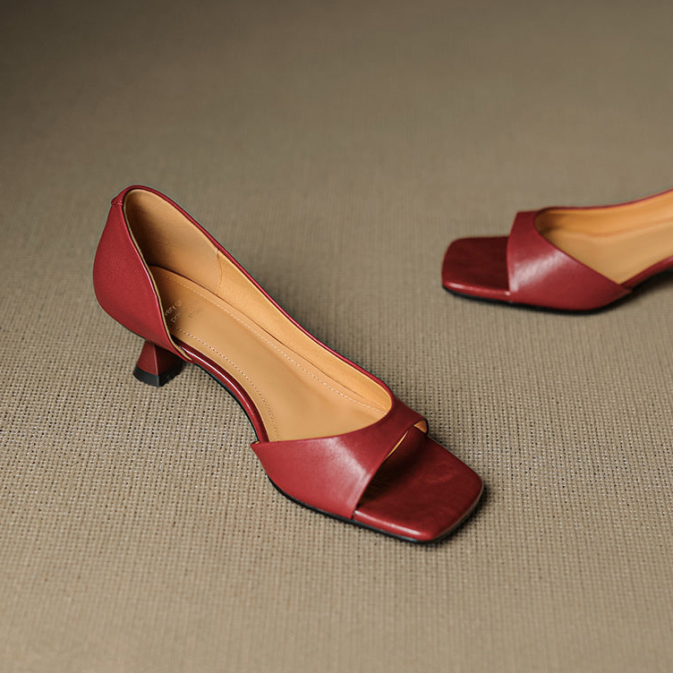 Celin peep toe genuine leather heels for women