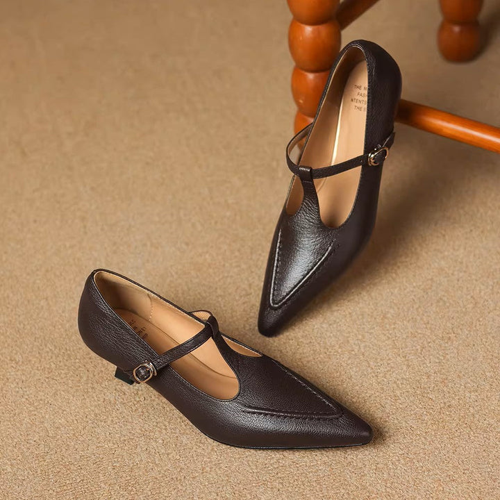 Tirea genuine leather heels for women