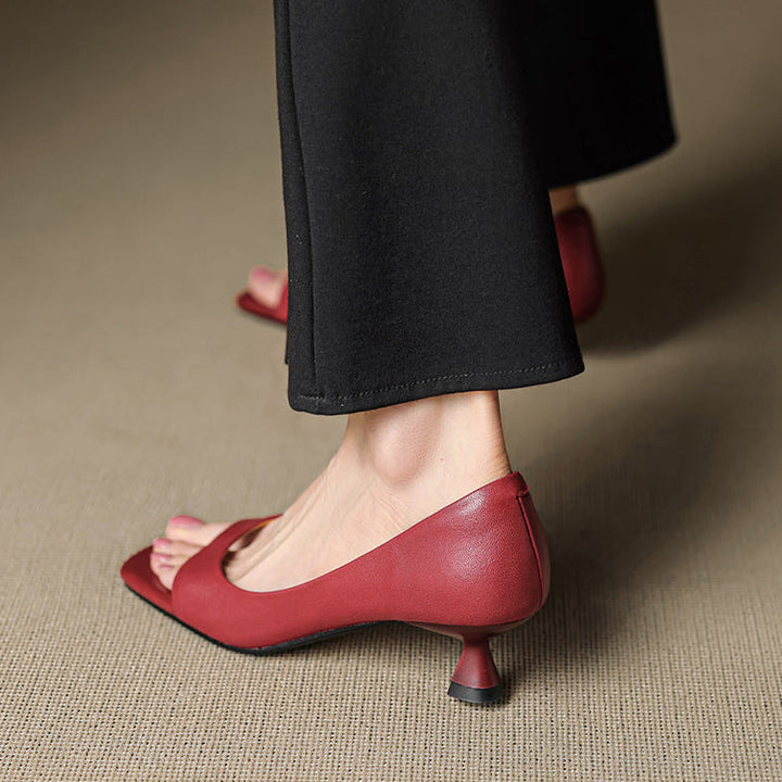 Celin peep toe genuine leather heels for women