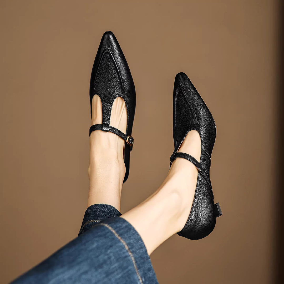 Tirea genuine leather heels for women