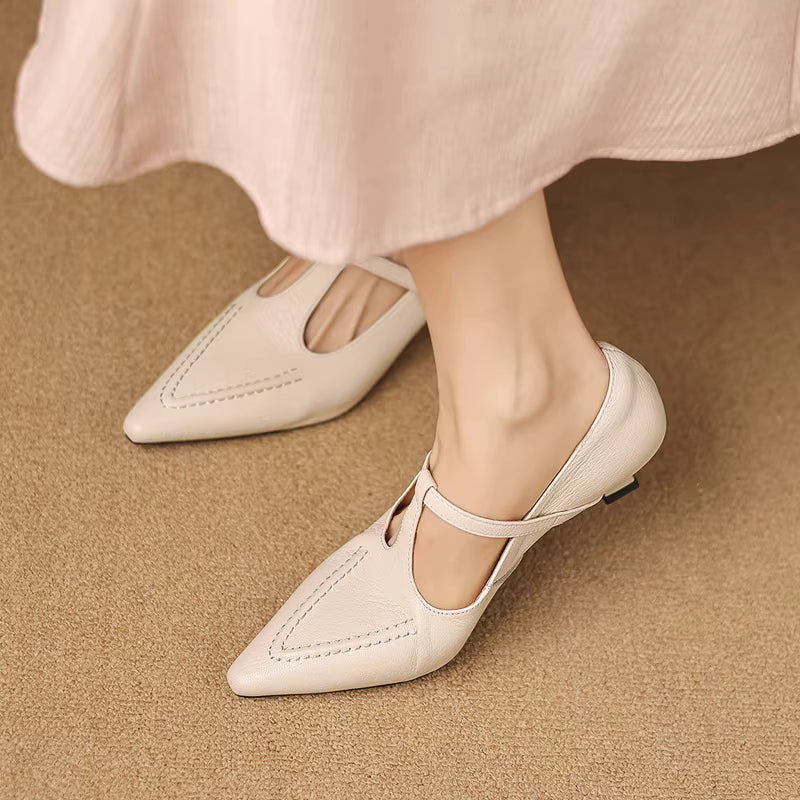 Tirea genuine leather heels for women