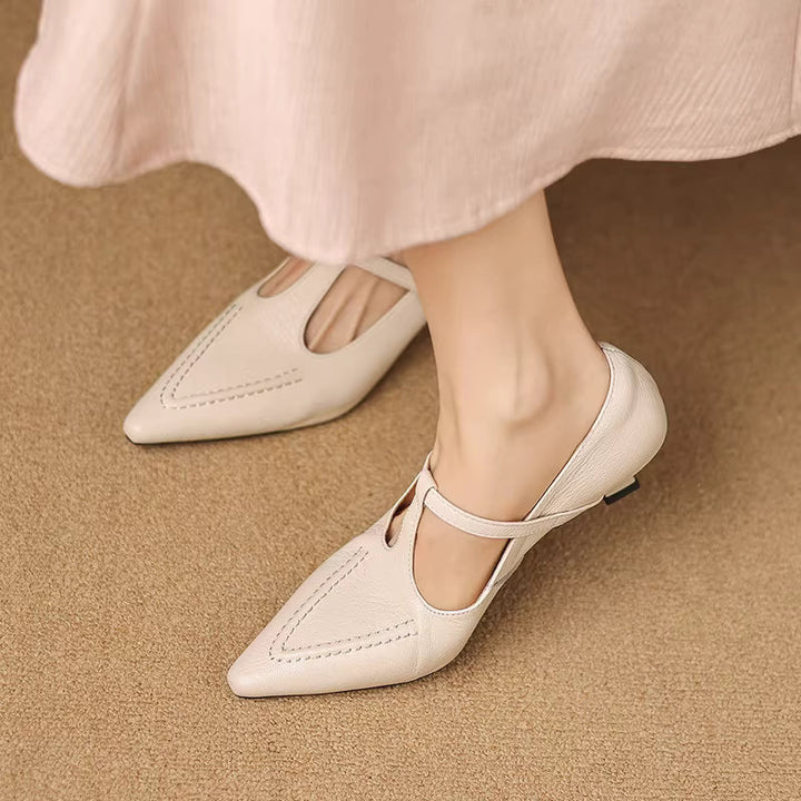 Tirea genuine leather heels for women