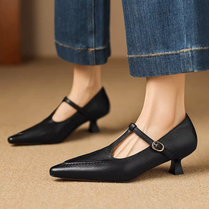 Tirea genuine leather heels for women