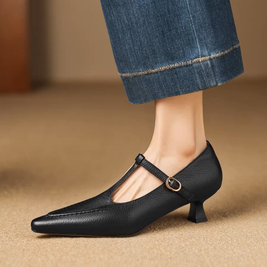 Tirea genuine leather heels for women