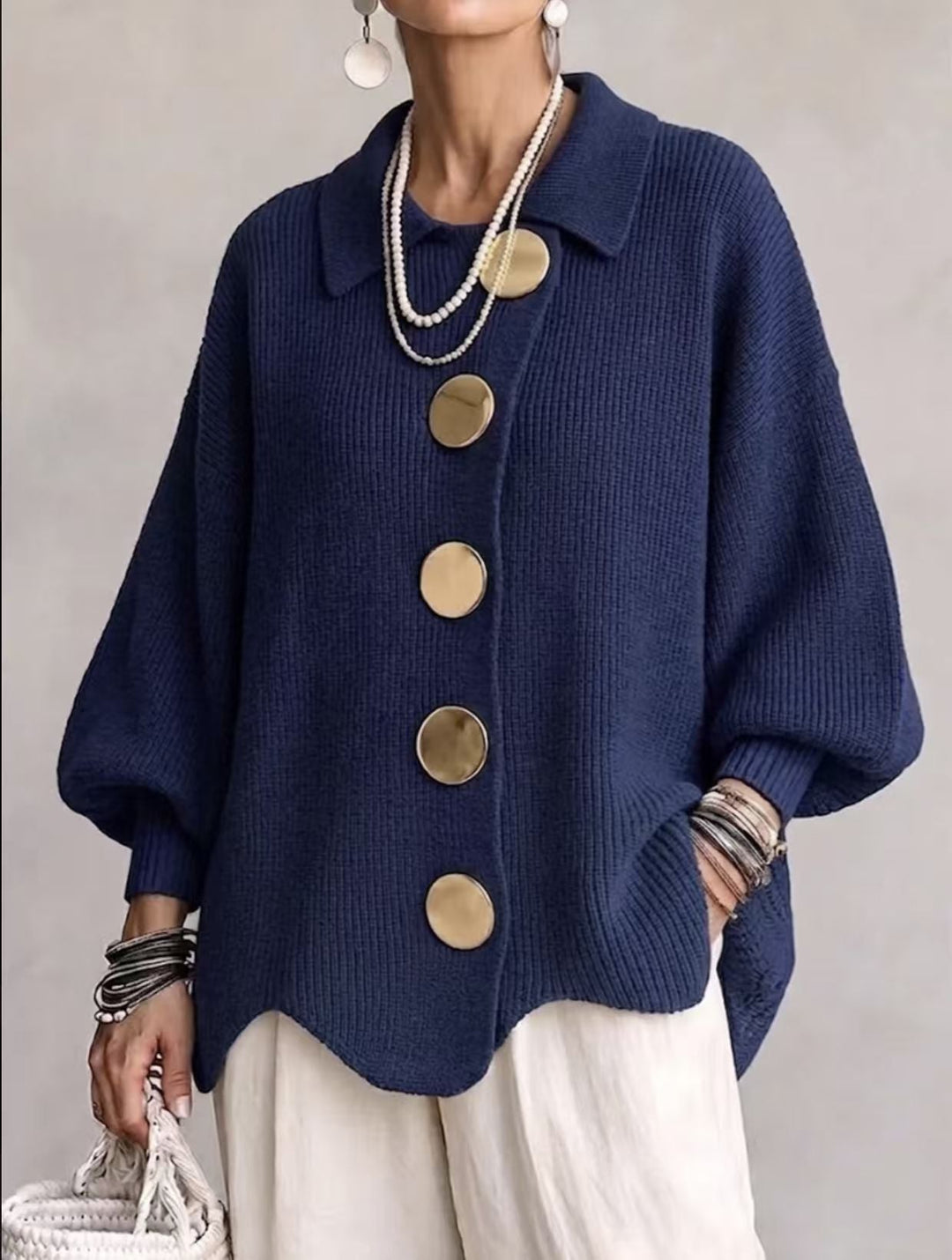 Isadora oversized collared cardigan for women