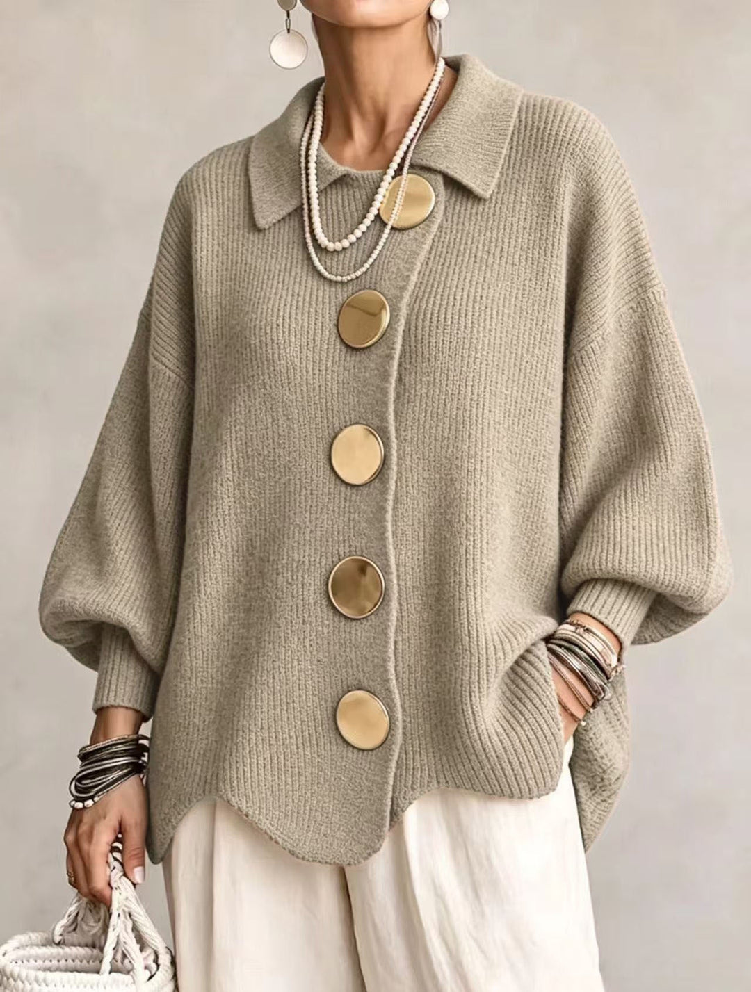 Isadora oversized collared cardigan for women