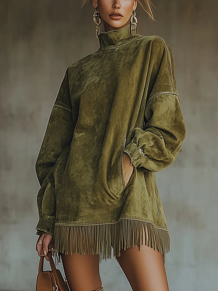 Sheri Cozy Fringe Dress – Ultra-Soft Comfort with Flirty Fringe