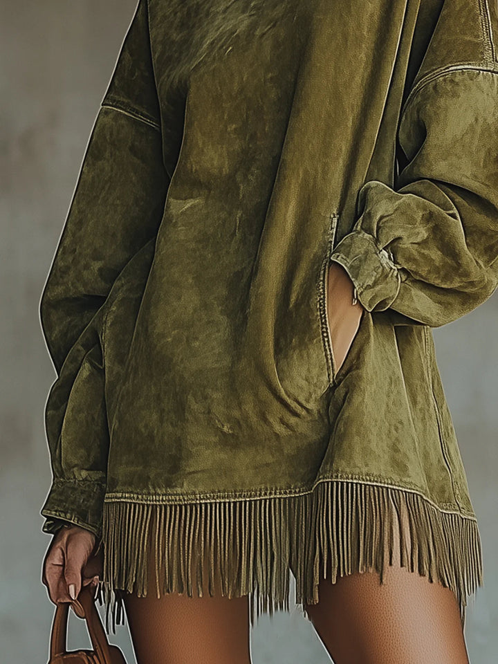 Sheri Cozy Fringe Dress – Ultra-Soft Comfort with Flirty Fringe
