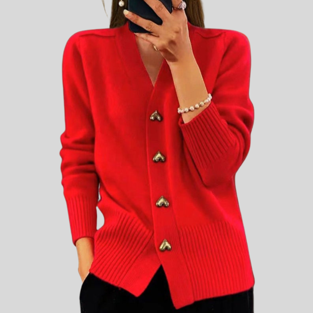 Veronica elegant heart button cardigan for women