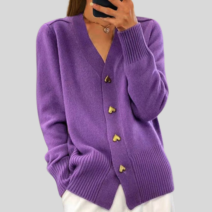 Veronica elegant heart button cardigan for women