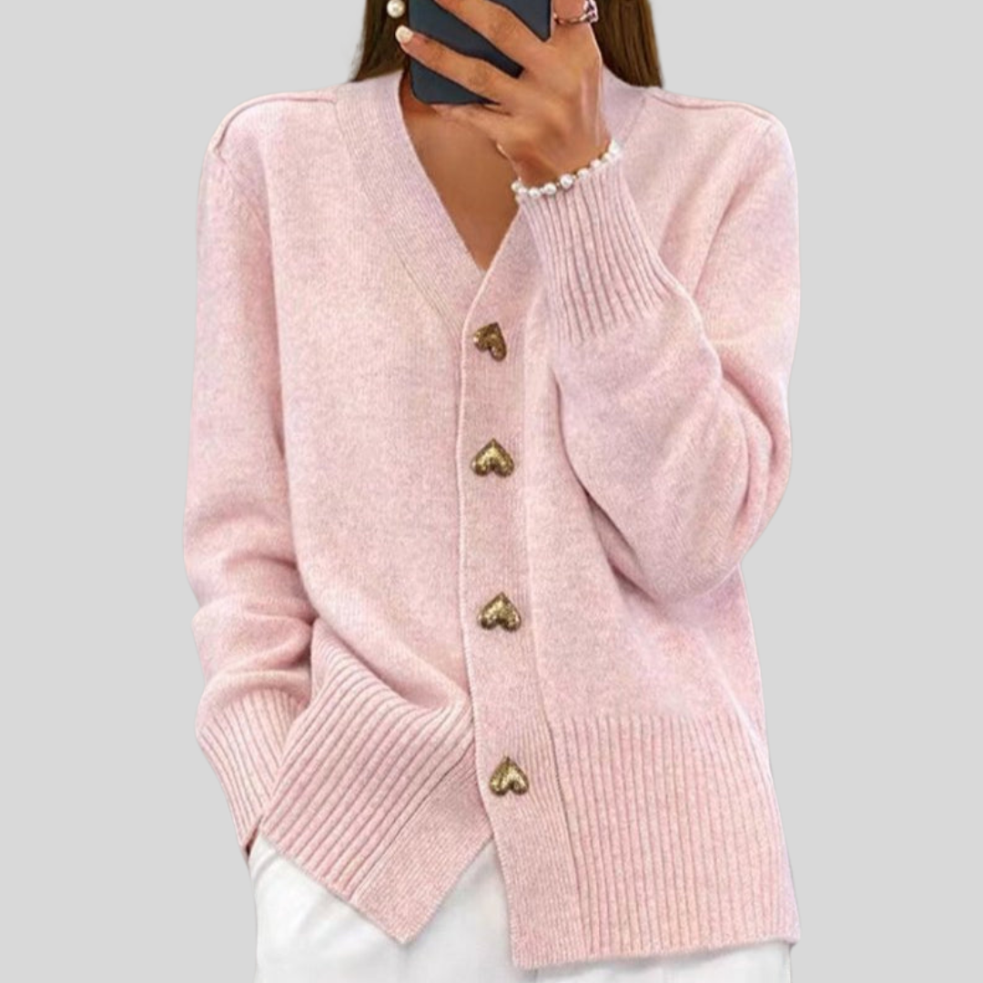 Veronica elegant heart button cardigan for women