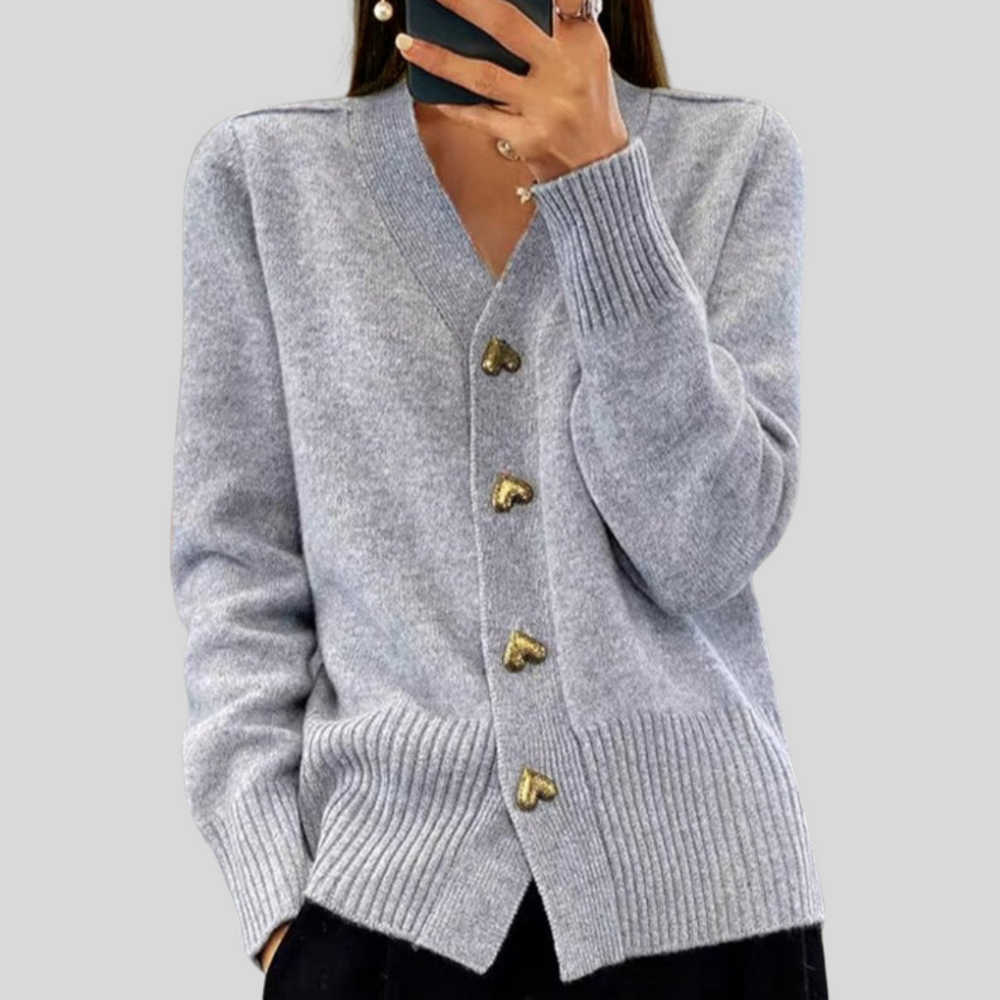Veronica elegant heart button cardigan for women