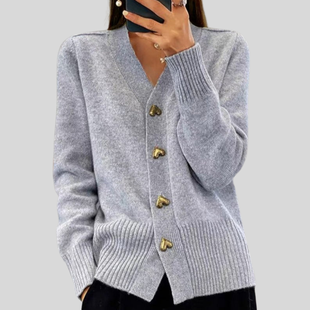 Veronica elegant heart button cardigan for women