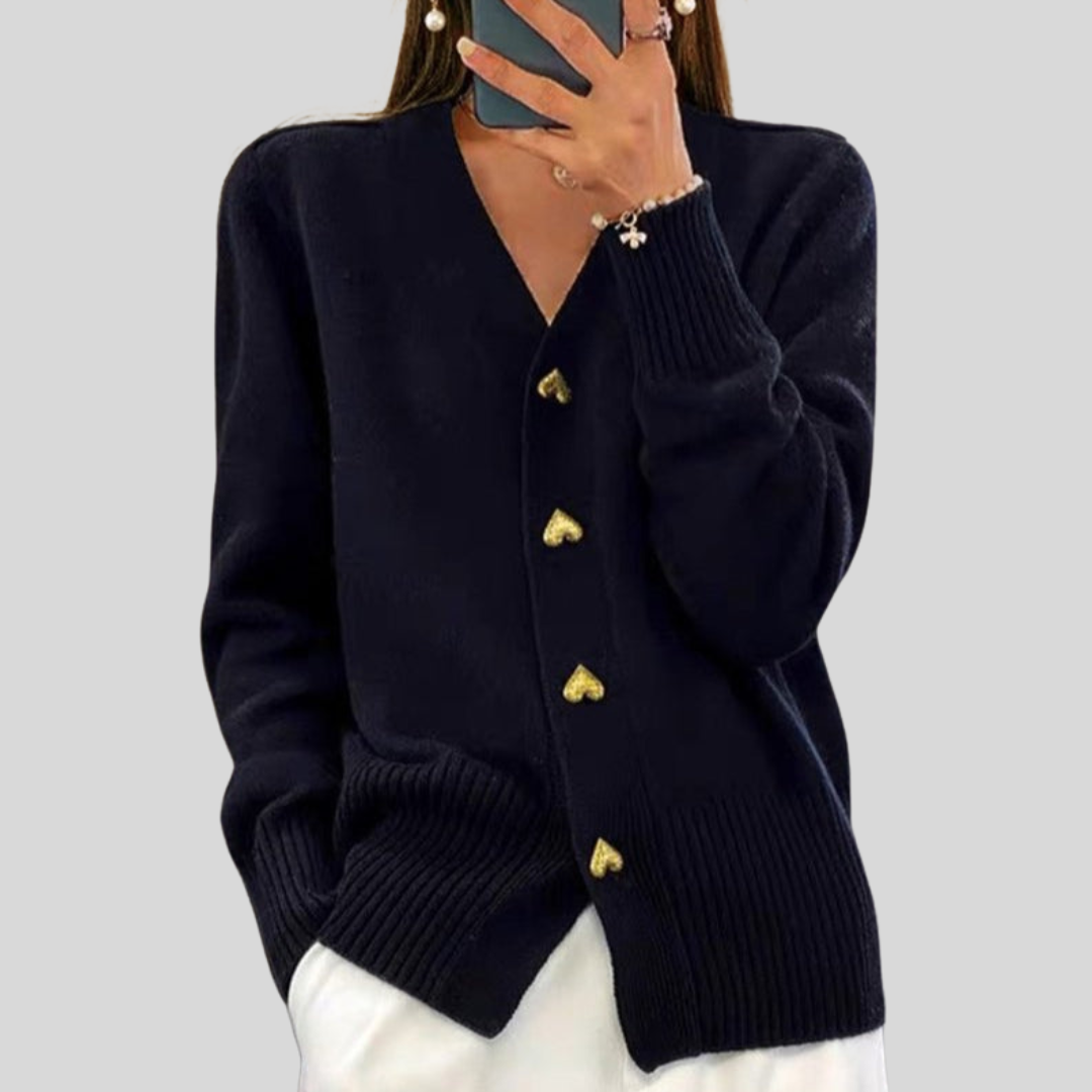 Veronica elegant heart button cardigan for women