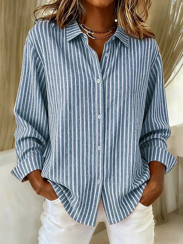 Jimena striped button blouse for women