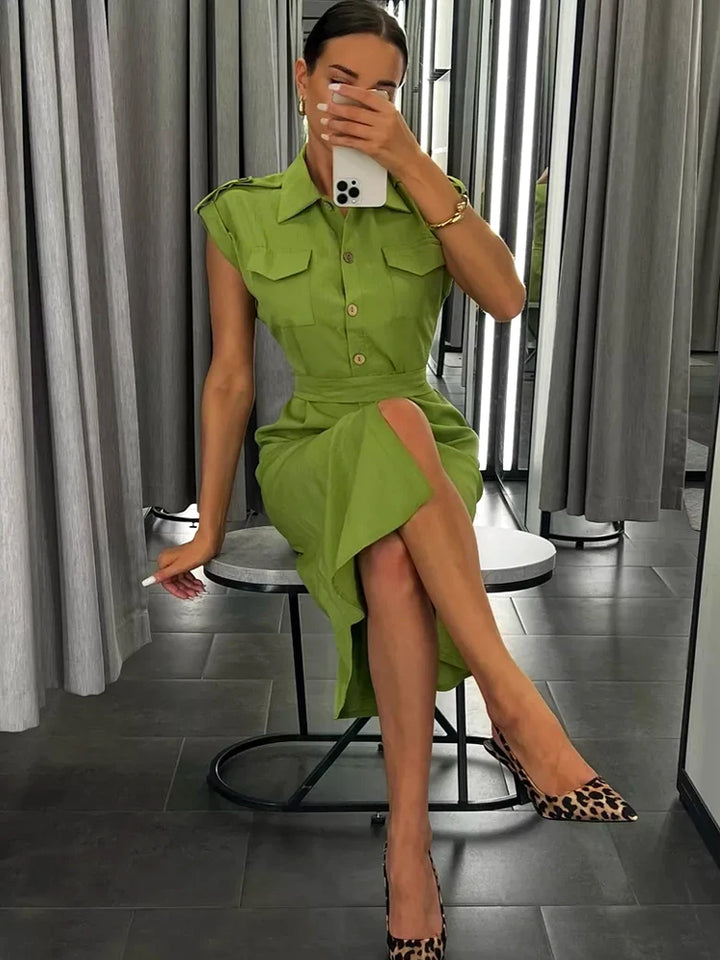 Sage | Vintage A-Line Midi Dress