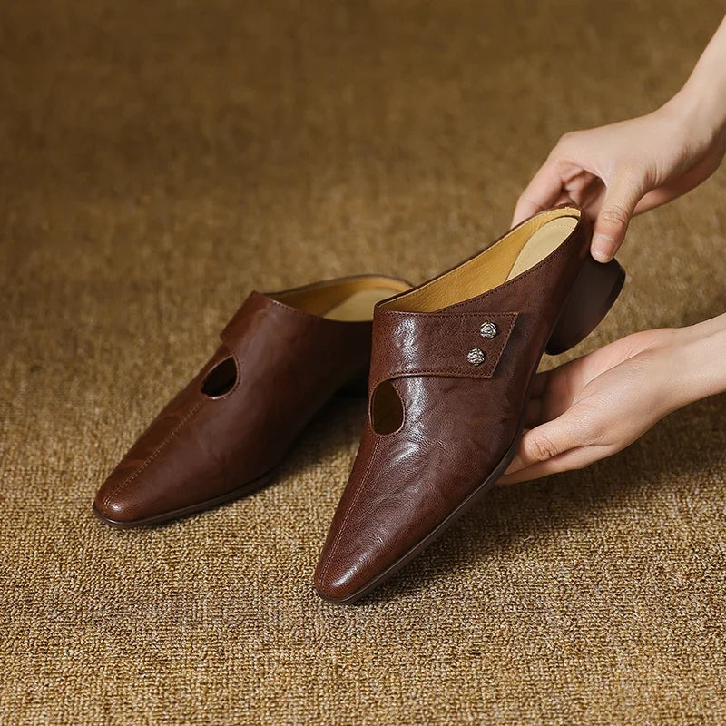 Olga genuine leather mules for women
