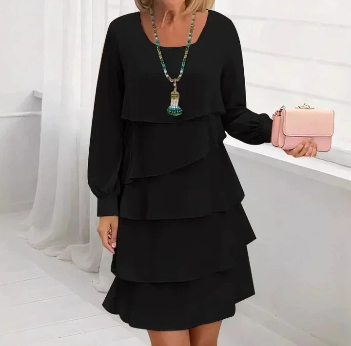 Margaret | Elegant Comfort Ruffle Dress Long Sleeve