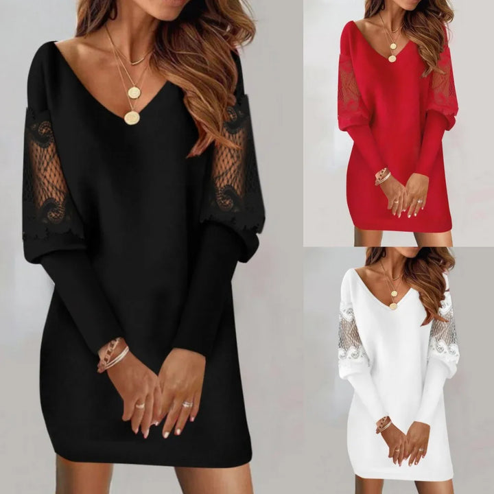 Marilyn – Luxe Lace-Sleeve Comfort Dress