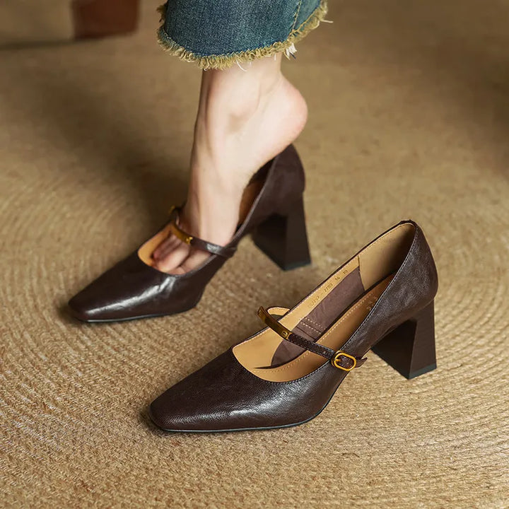 Maela genuine leather heels for women