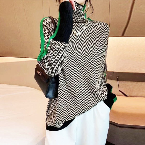 Sophia - Herringbone Luxe Turtleneck