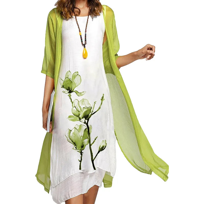 Stella | Floral Dress with Chiffon Overlay