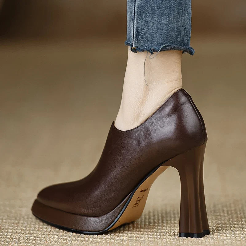 Anita leather heels for women
