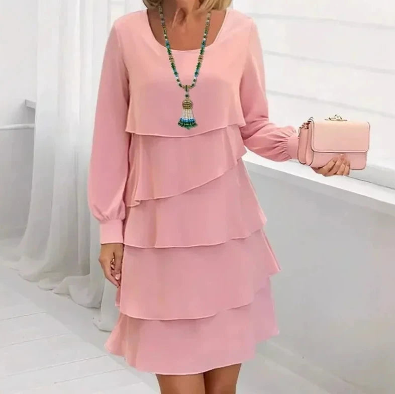 Margaret | Elegant Comfort Ruffle Dress Long Sleeve