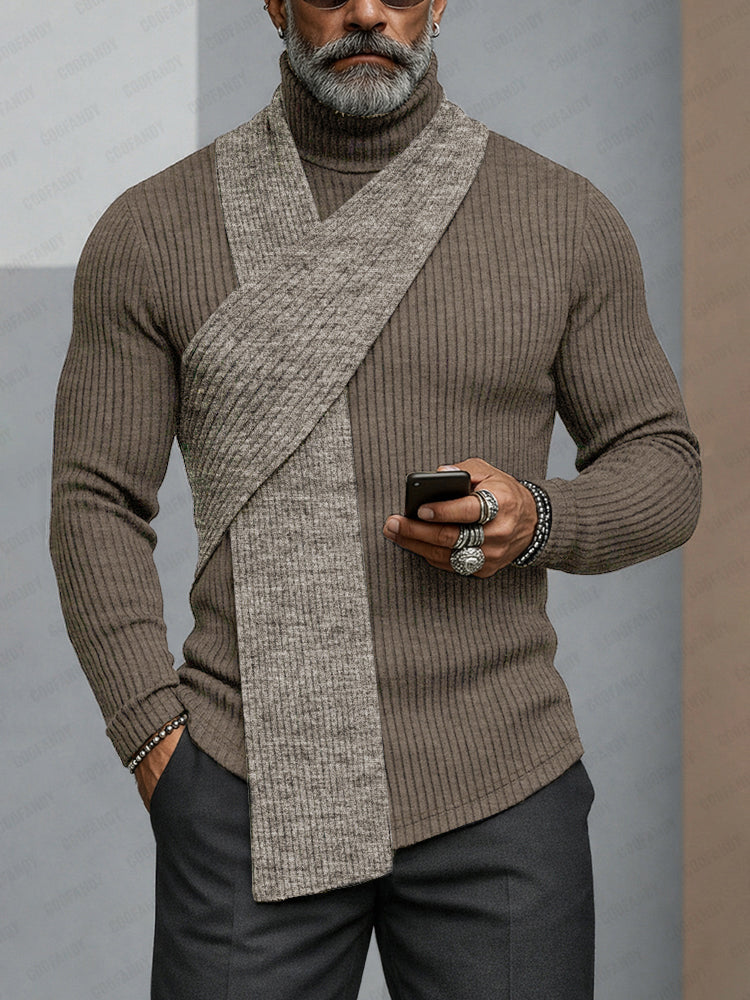 Minimalism Turtleneck Scarf-Decorated Knit Undershirt